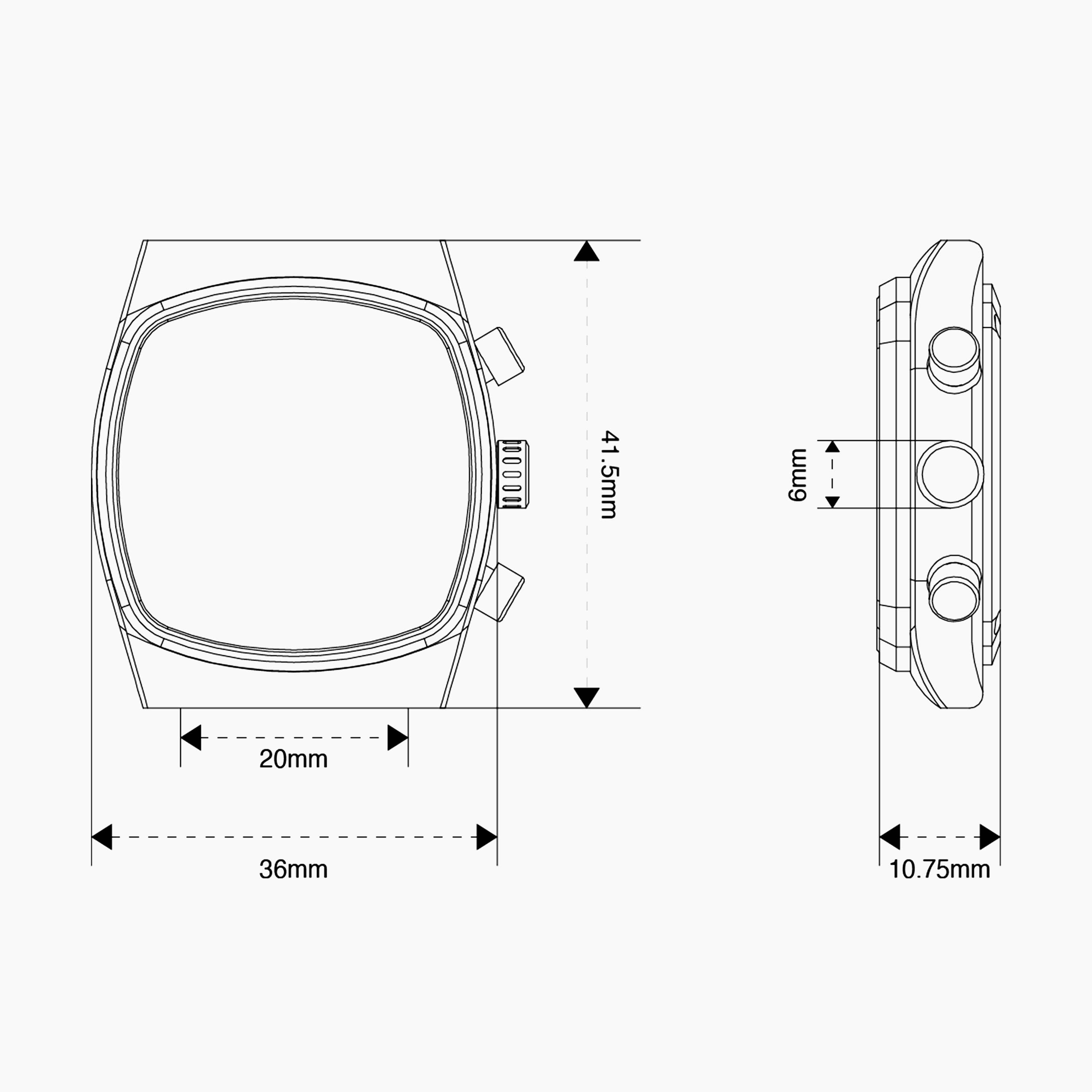 METRIC CHRONOGRAPH DIMENSIONS