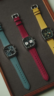 Retrograph - Leather Strap in Light Blue 22mm